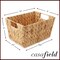 Casafield Set of 4 Water Hyacinth Storage Baskets with Handles, Woven Rectangular Storage Bins for Shelves, Blankets, Laundry Organization